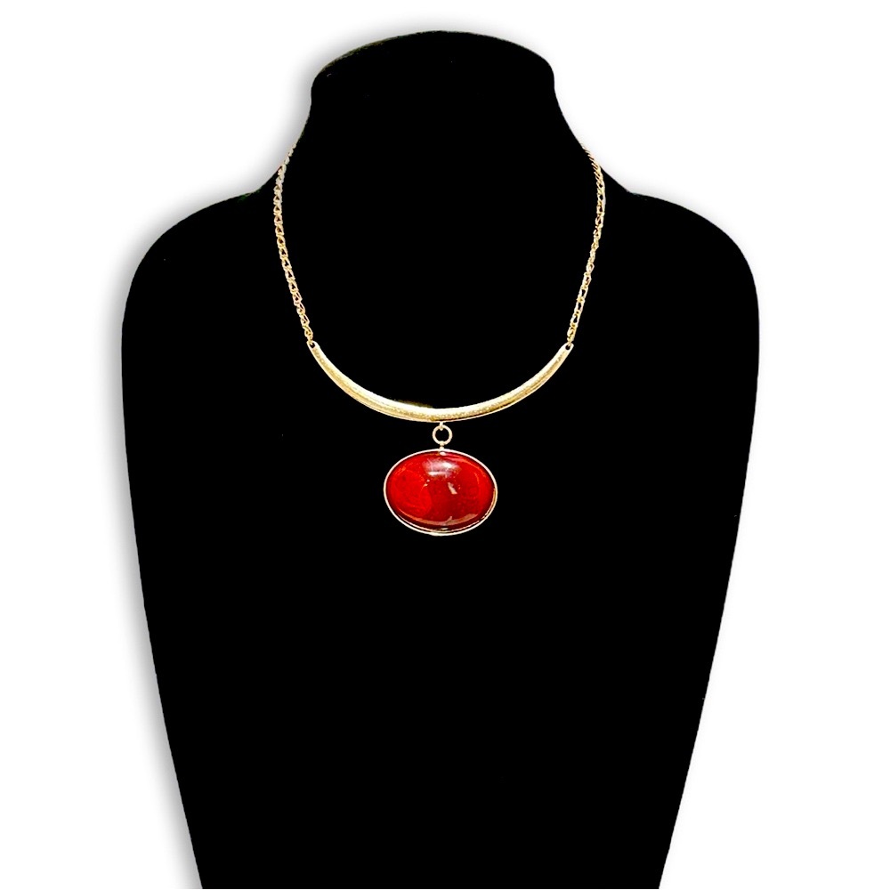 WHBM Gold & Red Stone Collar Necklace | NWT - Picture 5 of 5